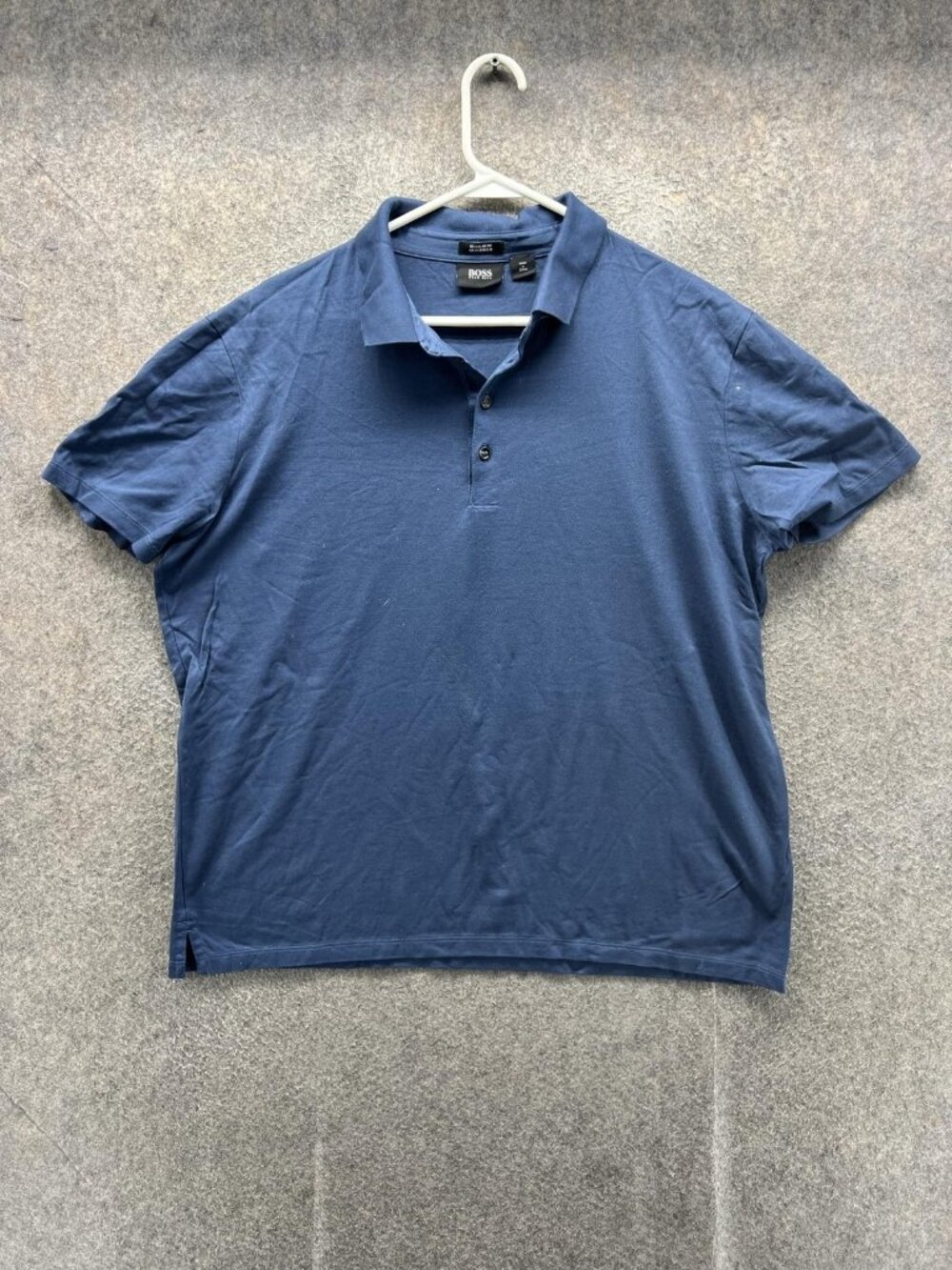 BOSS Hugo Boss Polo Shirt Men XL Blue Solid Regular Fit Mercerized Cotton Casual